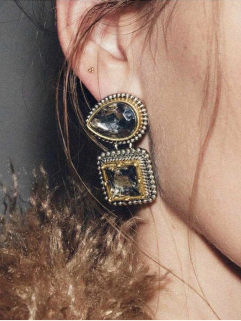 Gold-Tone Teardrop & Square Dangle Earrings - Gold